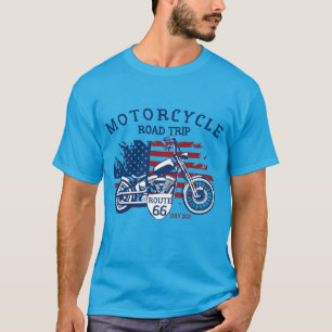 T-shirt Personnaliser Circuit Moto Route 66 Drapeau USA 
