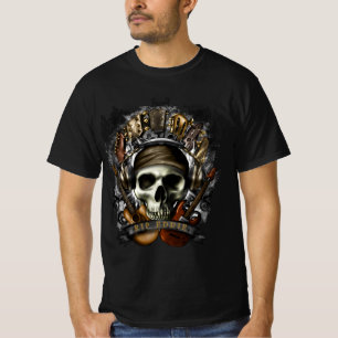 T-shirt Personnaliser guitares Rock N Roll crâne Heavy Met