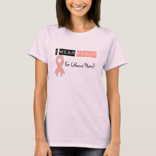 T-shirt Personnaliser Je Porte Peach Ribbon Cancer utérin