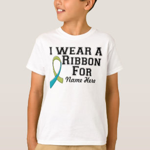 T-shirt Personnaliser je porte un ruban vert et Turquoise