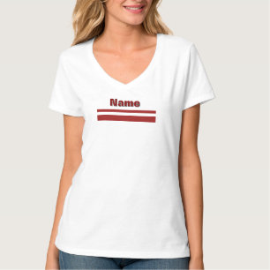 T-shirt Personnaliser Nom Bande Rouge Femmes Blanc