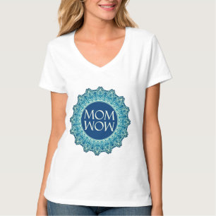 T-shirt Personnaliser V-neck Femme Mandala Yoga MOM WOW