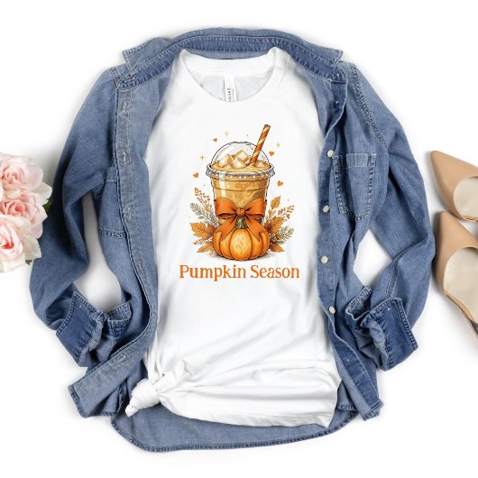 T-shirt Personnalisez Automne Citrouille Latte de café gla