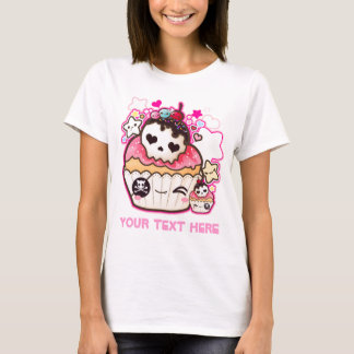 T-shirt Personnalisez le petit gâteau de crâne de Kawaii