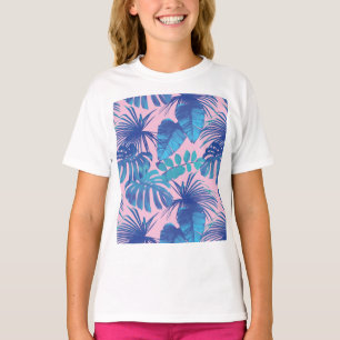 T-shirt Personnalité du film tropical rose et bleu