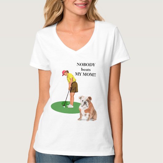 T-shirt Personne ne bat ma mère Chien Golf  (Devant)