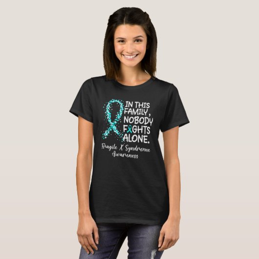 T-shirt Personne ne combat seul le ruban Turquoise Syndrom (Devant entier)