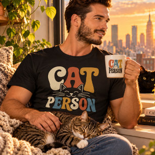 T-shirt Personne Rétro Chat Typographie Amateur de Chat