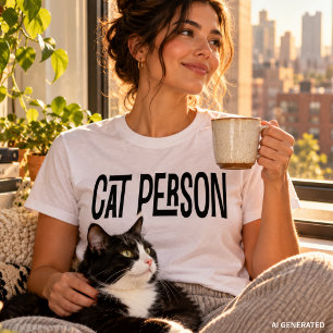 T-shirt Personne Simple Moderne de Chat Typographie Amateu