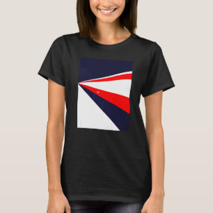 T-shirt Perspective design rétro rouge blanc bleu