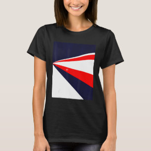 T-shirt Perspective design rétro rouge blanc bleu