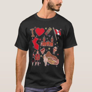 T-shirt Peruana à la main points de repère Pérou carte Cul