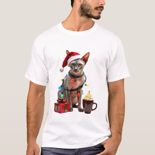 T-shirt Pet Animal Lovers Cute Sphynx cat Reindeer Antlers (Devant)