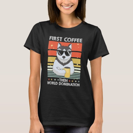 T-shirt Pet Coffee   Dog Breed Siberian Husky (Devant)