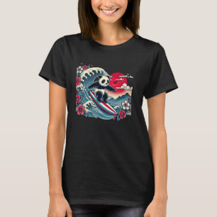T-shirt Pet Lover Flower Sunset Japonais Wave Art Surfing
