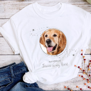 T-shirt Pet Memorial Elegant Ciel Argent Stars Chien Photo