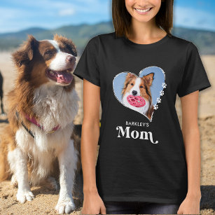 T-shirt Pet Mom Custom Photo Heart Empreintes de pattes Am