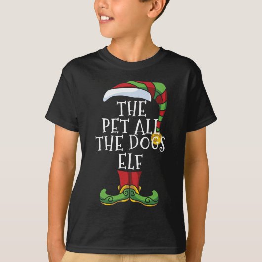 T-shirt Pet Tous Les Chiens Elf Famille Noël Correspondant (Devant)