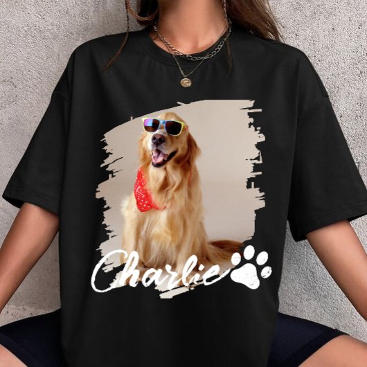 T-shirt Pet Typograpy Simple Modern Custom Dog Photo Name 