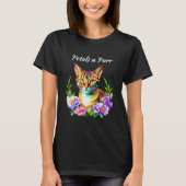T-shirt Pétales et Purr Cute Chat et jolies Fleurs (Devant)