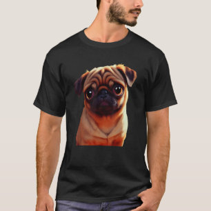 T-shirt Petit Adorable Brown Carlin Chiot Peinture Huile P