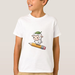 T-shirt Petit agneau chevauchant un crayon Enfants