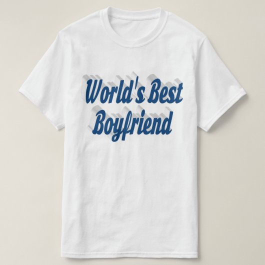 T-shirt Petit ami avec script bleu mer (Design devant)