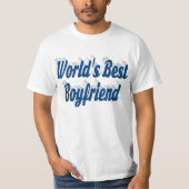 T-shirt Petit ami avec script bleu mer (Devant)