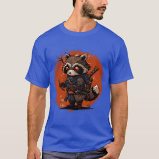 T-shirt Petit anime de samouraï raton laveur japonais ami