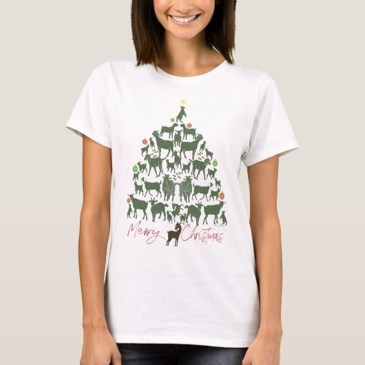 T-shirt Petit arbre de Noël de chèvre verte (Devant)