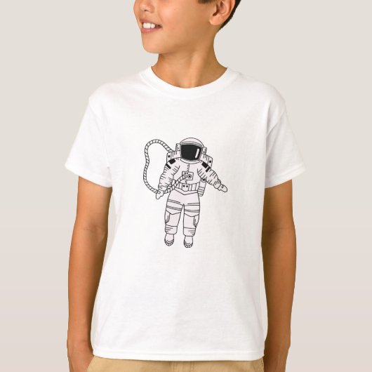 T-shirt Petit astronaute à main noire et blanche (Devant)