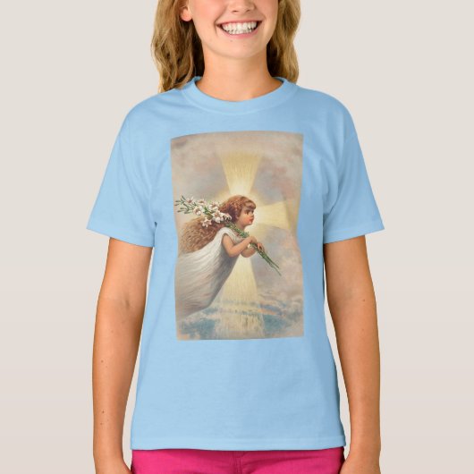 T-shirt Petit bébé ange tenant des lys (Devant)