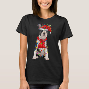 T-shirt Petit Boston Terrier Christmas Tree Lights Chien