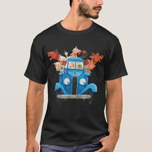 T-shirt Petit Camion Bleu Avec Animaux De Ferme Maladie Cl (Devant)