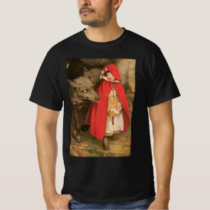 T-shirt Petit chapeau rouge vintage et grand loup méchant