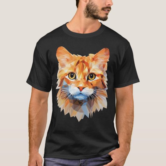 T-shirt Petit chat en poly - chat orange dans l'art en pol (Devant)