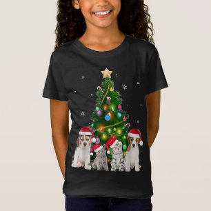 T-Shirt Petit Chat Et Chien Noël Arbre Amoureux des chats 