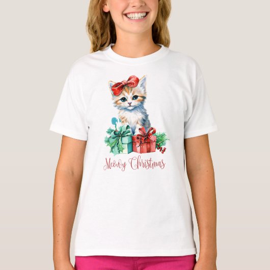 T-shirt Petit chaton de Noël Meowy (Devant)