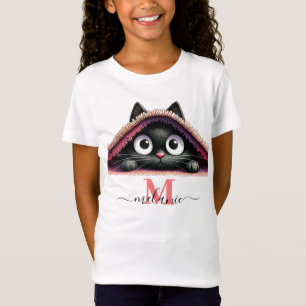 T-Shirt Petit-chaton de Peek-a-Boo Nom du script Monogramm