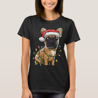 Petit Chien à taureaux français Père Noël feux de