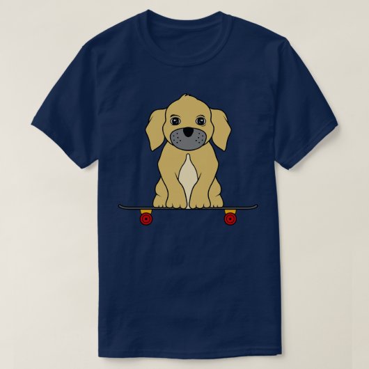 T-shirt Petit chien assis sur un skateboard (Design devant)