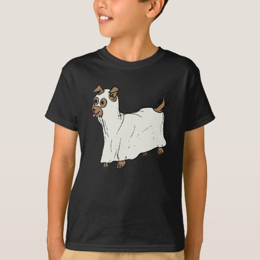 T-shirt Petit chien fantôme d'halloween très éffrayant (Devant)