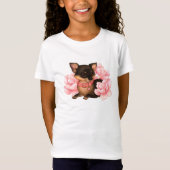 T-Shirt Petit chihuahua mignon chien aux fleurs roses (Devant)