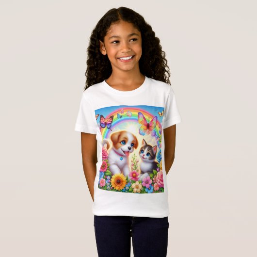 T-Shirt Petit chiot/chiot/chaton (Devant entier)