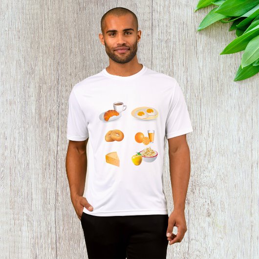 T-shirt Petit Déjeuner Café, Croissant, Oeufs, Bagels