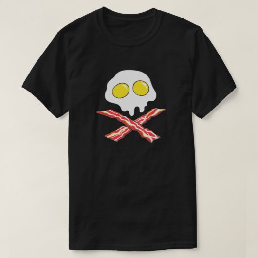 T-shirt Petit-déjeuner Oeufs de bacon Crâne Crossbones Por (Design devant)
