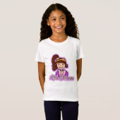 T-Shirt Petit dessus de rose de fille de cheveux foncés de (Devant entier)