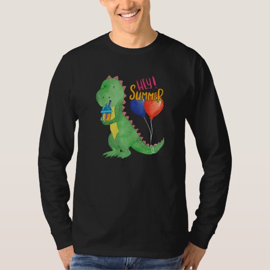 T-shirt Petit Dinosaure Doux Avec Rafraîchissement À La Ci (Devant)