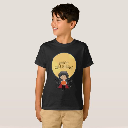 T-shirt Petit Dracula Halloween Vampire & Lune Custom (Devant entier)