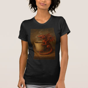 T-shirt Petit dragon de café serrant une tasse amusante ar